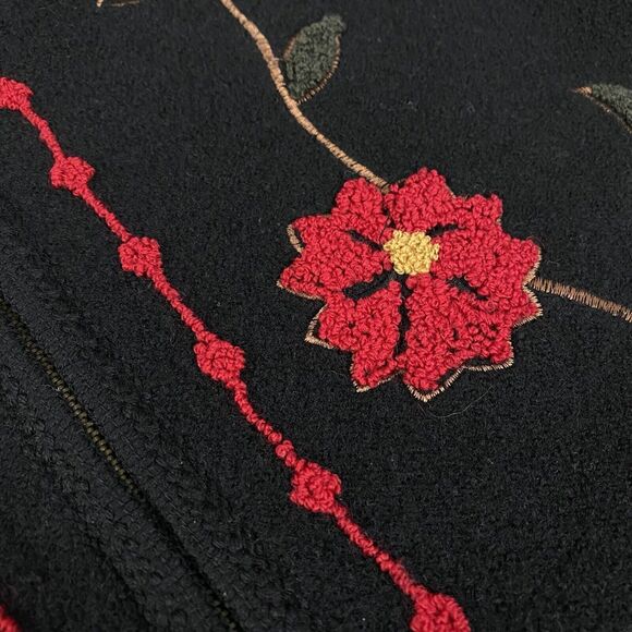 Coldwater Creek Sweater Womens Small Wool Cardigan Floral Red Black Old Money - Picture 15 of 16